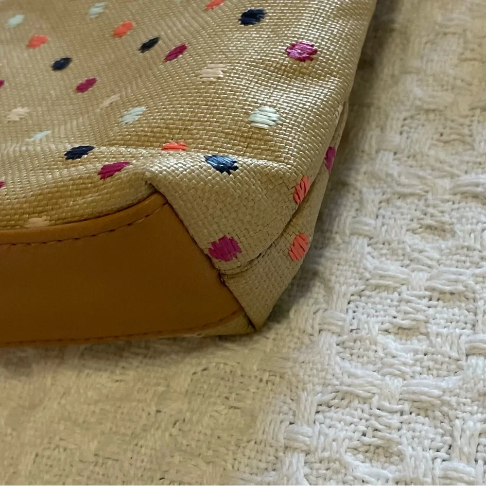 Women’s Tan and Multicolor Dots‎  Crossbody Canvas Style Bag